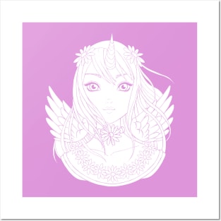 Unicorn Girl with Angel Wings Posters and Art